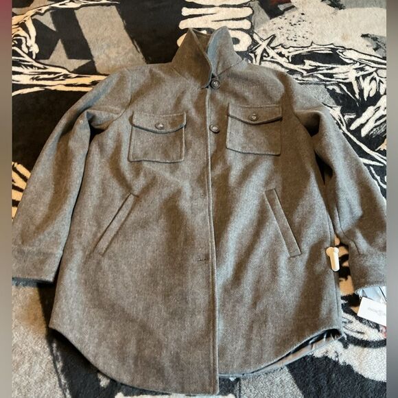 Treasure & Bond Coat Jacket Womens Size Large Gray 100% Polyester Long Sleeve - Picture 3 of 6
